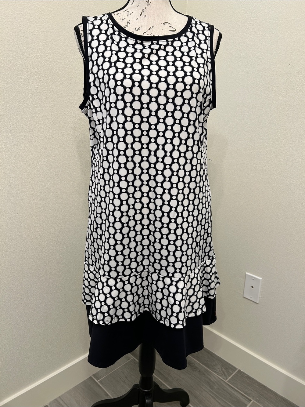Kinona Black & White Polka Dot Sleeveless Sports Dress
